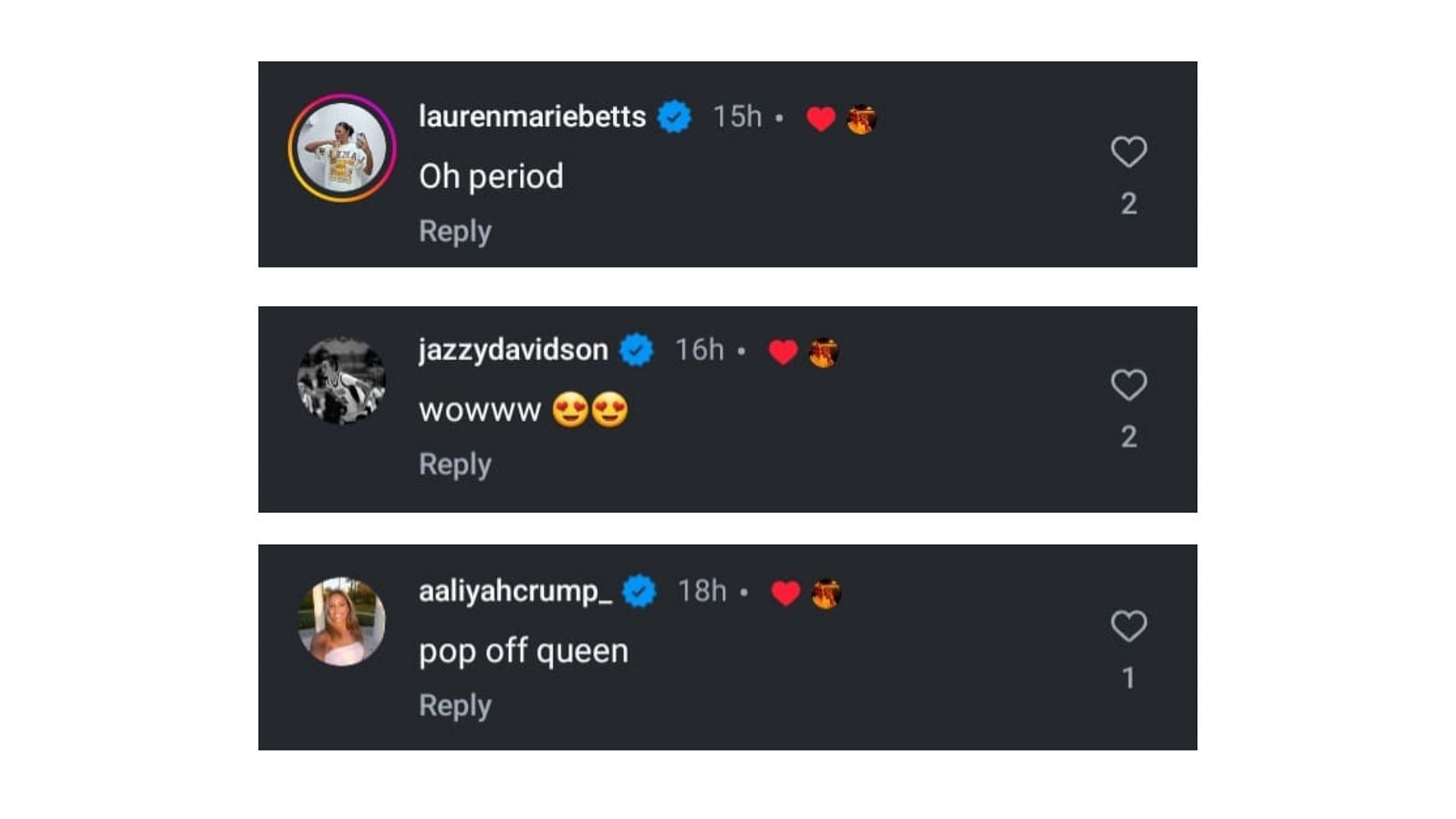 Comments on Sienna Betts' Instagram post